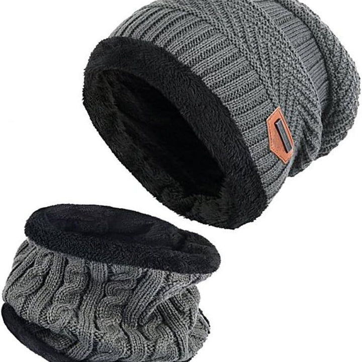 Winter Beanie Hat Scarf Set Warm Knit Hat Thick Knit Skull Cap Touch Screen Glove Unisex