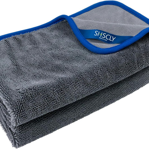 Microfiber Car Drying Towel Super Absorbent Twist Pile Car Towels Rapid Drying Large Cleaning Lint-Free Detailing Cloth Gray 24 X 20 Inches Pack of 2