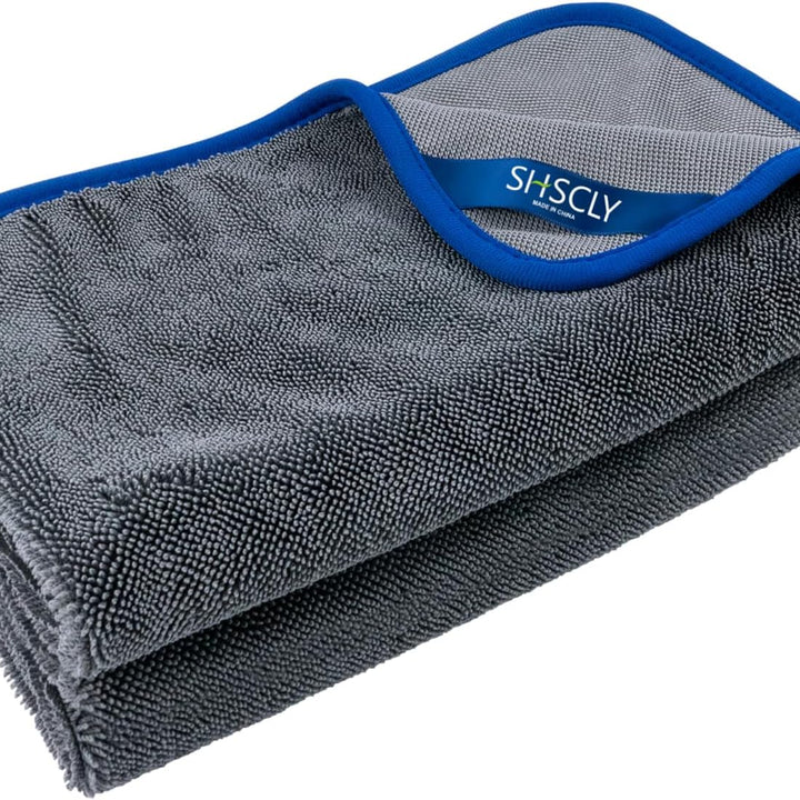 Microfiber Car Drying Towel Super Absorbent Twist Pile Car Towels Rapid Drying Large Cleaning Lint-Free Detailing Cloth Gray 24 X 20 Inches Pack of 2