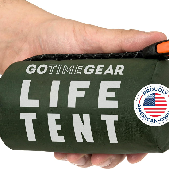 Survival Life Tent • 2 Person Mylar Emergency Shelter Tube Tent + Paracord • All-Weather Protection for Camping, Hiking, & Survival Kits • Includes Emergency Whistle
