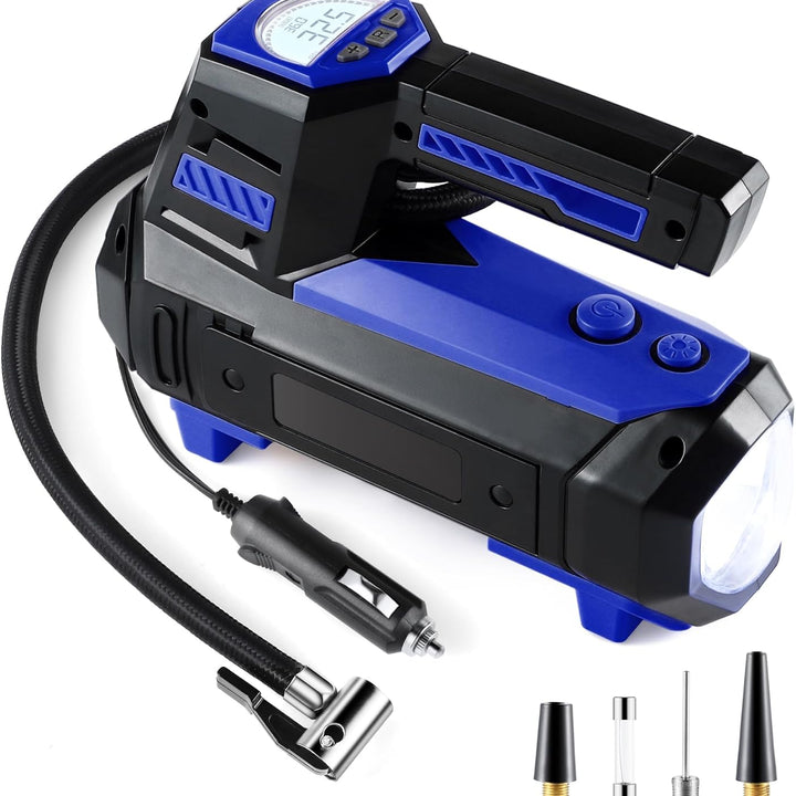 Tire Inflator Portable Air Compressor for Car Tires - Car Accessories, 12V DC Air Pump with Digital Tire Pressure Gauge, Max 150PSI with Emergency LED Lights for Car, Camper, RV, Truck