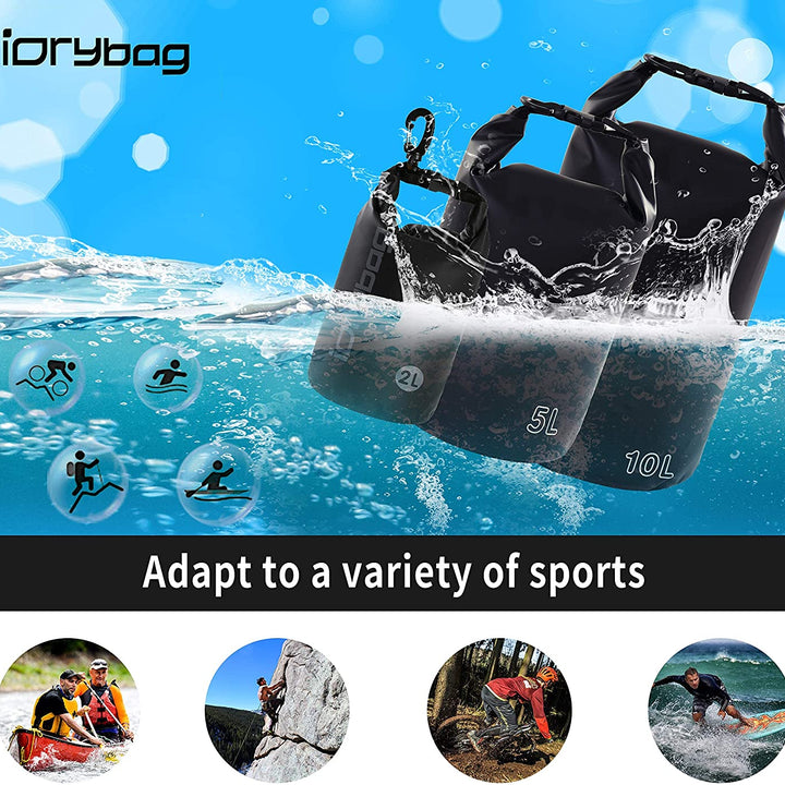 Dry Bag for Kayaking Waterproof 2L/5L/10L/15L/20L, Small Dry Sack Waterproof Bag for Boating