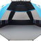 Instant Shader Dark Shelter XL Beach Tent 99" Wide for 4-6 Person Sun Shelter UPF 50+ with Extended Zippered Porch Pacific Blue