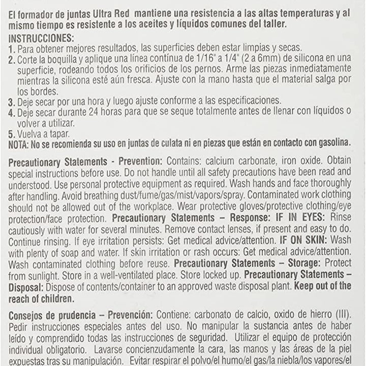 81630 Ultra Red High Temperature Gasket Maker, 3 Oz