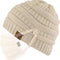 Exclusives Cable Knit Beanie - Thick, Soft & Warm Chunky Ribbed Beanie Hats Epoxy Button for Face Mask (BHT-1) (A Button Beige)