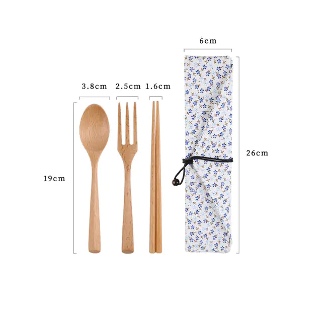 Retro Portable Wooden Bento Box for Outdoor Lunches