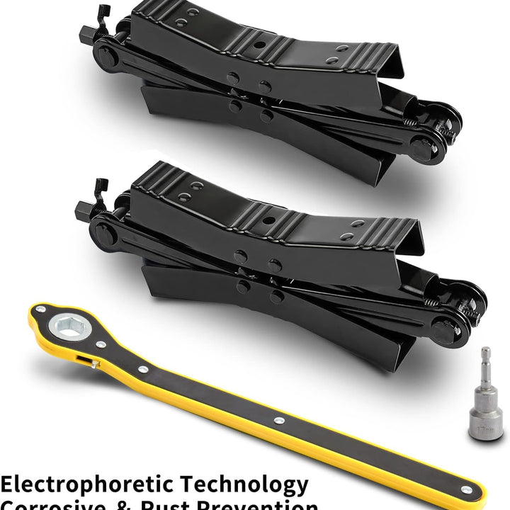 Camper Wheel Chock Stabilizer 2 Sets, Double Speed Heavy Duty Truck RV Tire Scissor Locking X Chock, Camper Accessories for Travel Trailers Tire Chalks, anti Rust Coating, Fit for 3.5” to 12”