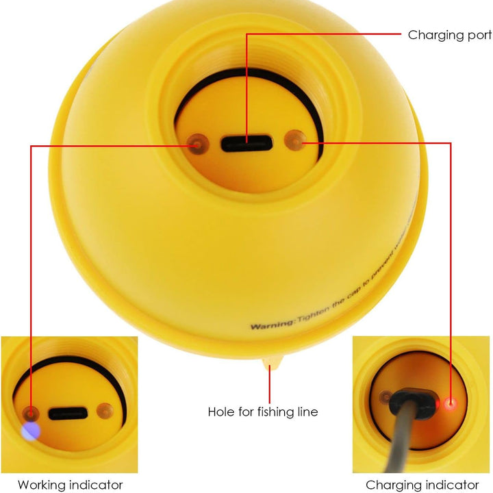 Portable Fish Finder Large HD Display Wireless Fish Finder, Fish Finders & Depth Finders for Boats with 147 Feet Depth Detection Sensor, Rechargeable Castable Fish Finder Display Fish, Temp, Depth