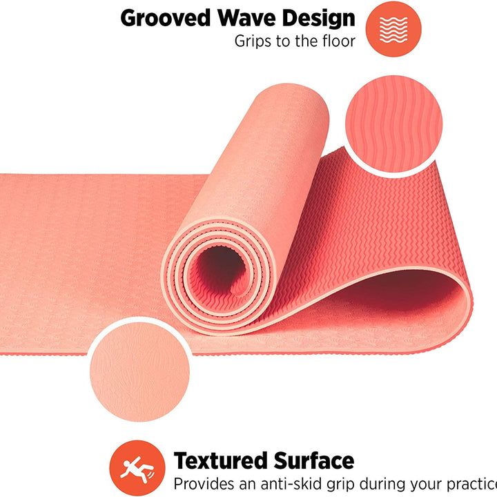 Zuma Yoga Mat for Men & Women - Outdoor & Indoor Non Slip Exercise Mat for Hot Yoga, Pilates, Stretching Floor & Fitness Workouts 6Mm Easy to Clean