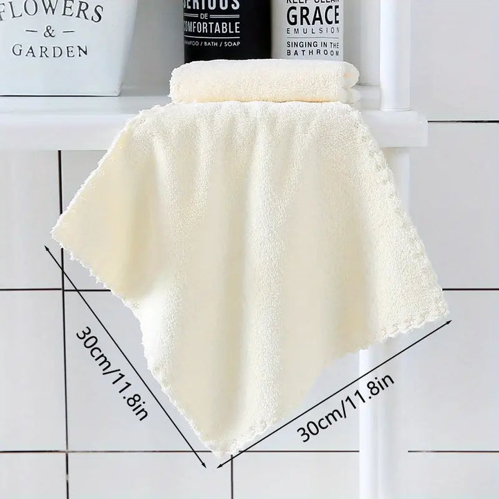 Coral Fleece Washcloths - Soft Lace Square Towels (1pc)