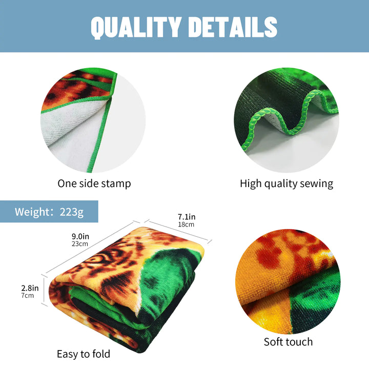 Green Jungle Tiger and Leopard Quick-Drying Beach Towel