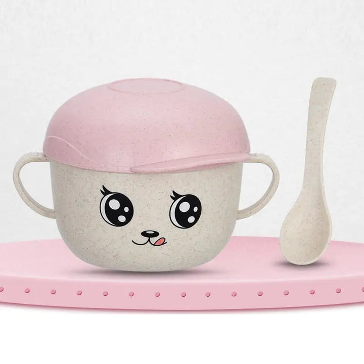 Drop-Proof Children's Bowl with Scalding Spoon & Cover