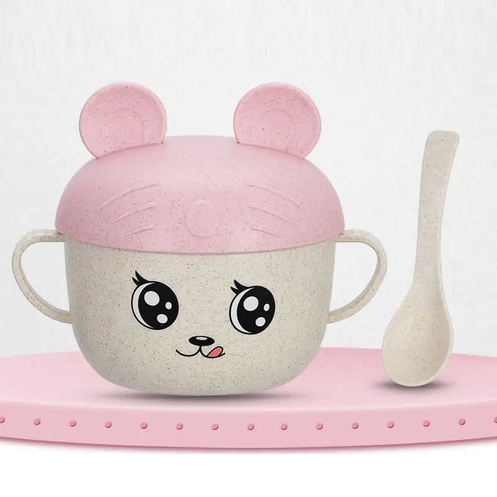 Drop-Proof Children's Bowl with Scalding Spoon & Cover