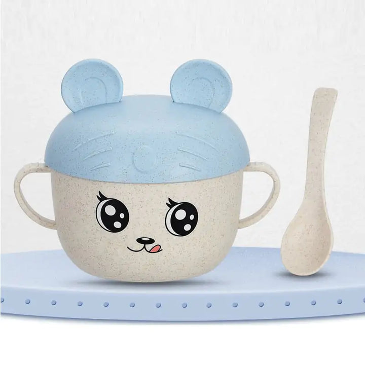 Drop-Proof Children's Bowl with Scalding Spoon & Cover