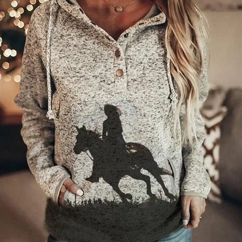 Women's Loose Pullover Sweater with Print Design