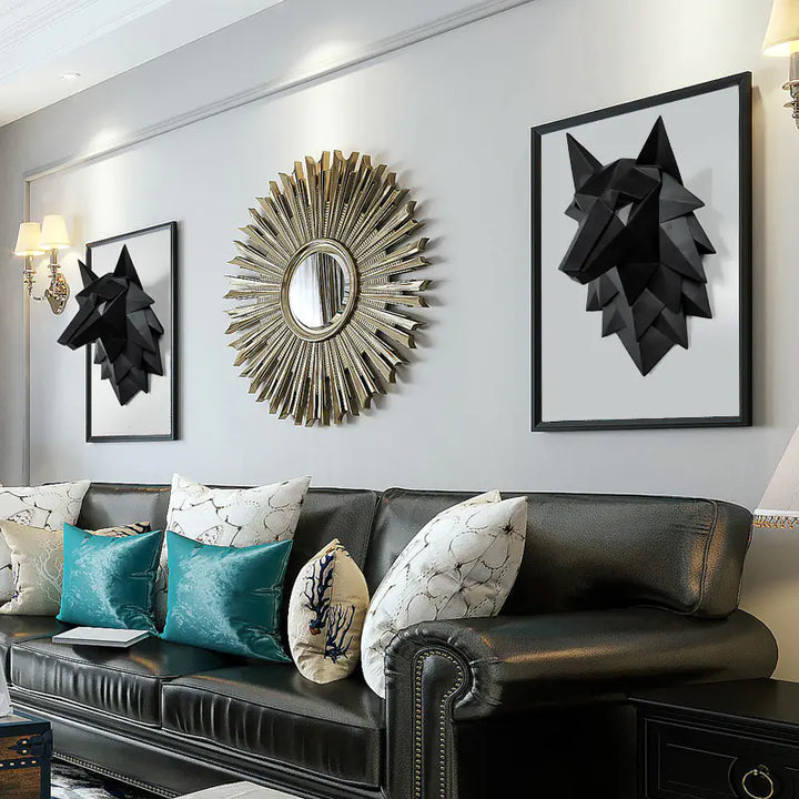 Geometric Wolf Head Wall Decor for Living Room