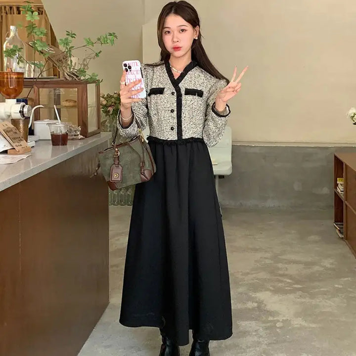 False Two-Piece Big Swing Dress