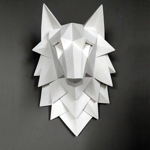 Geometric Wolf Head Wall Decor for Living Room