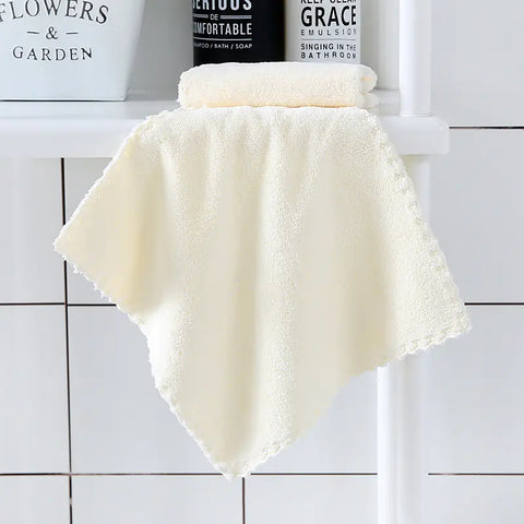 Coral Fleece Washcloths - Soft Lace Square Towels (1pc)