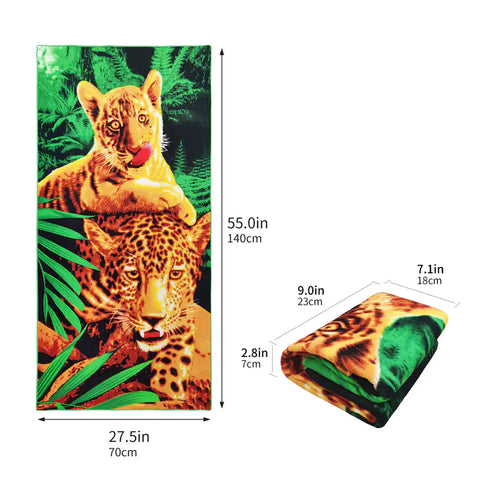 Green Jungle Tiger and Leopard Quick-Drying Beach Towel
