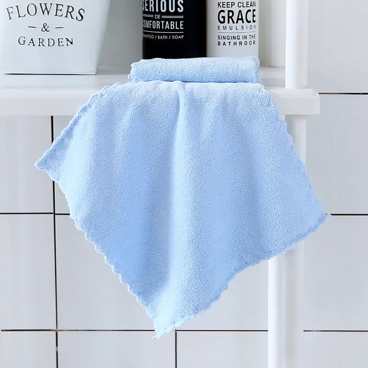 Coral Fleece Washcloths - Soft Lace Square Towels (1pc)