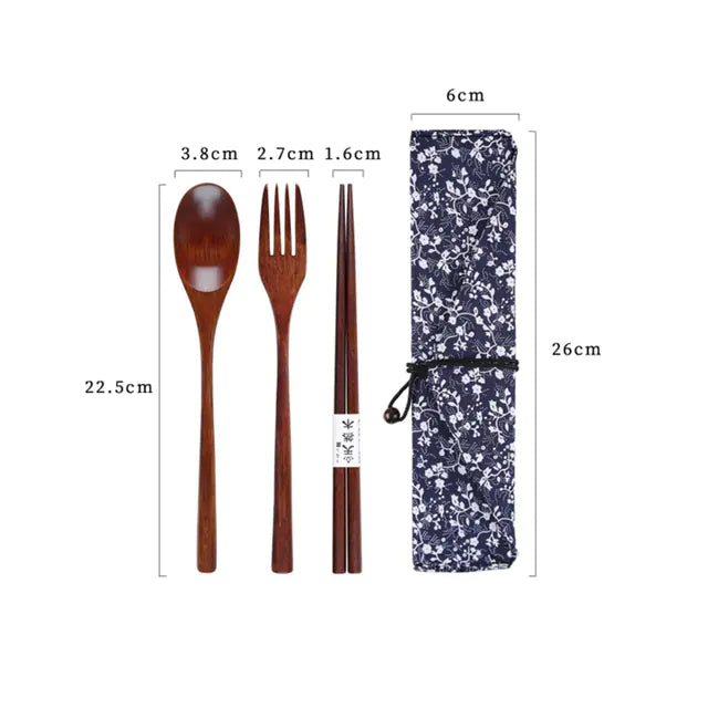 Retro Portable Wooden Bento Box for Outdoor Lunches