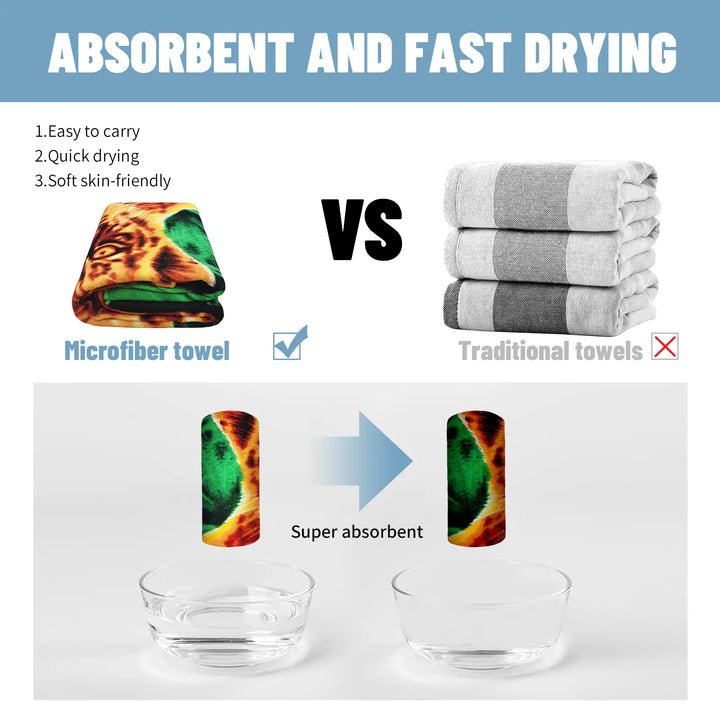 Green Jungle Tiger and Leopard Quick-Drying Beach Towel