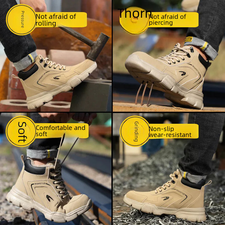 Men's Steel Toe Work Boots - High Top Safety Shoes