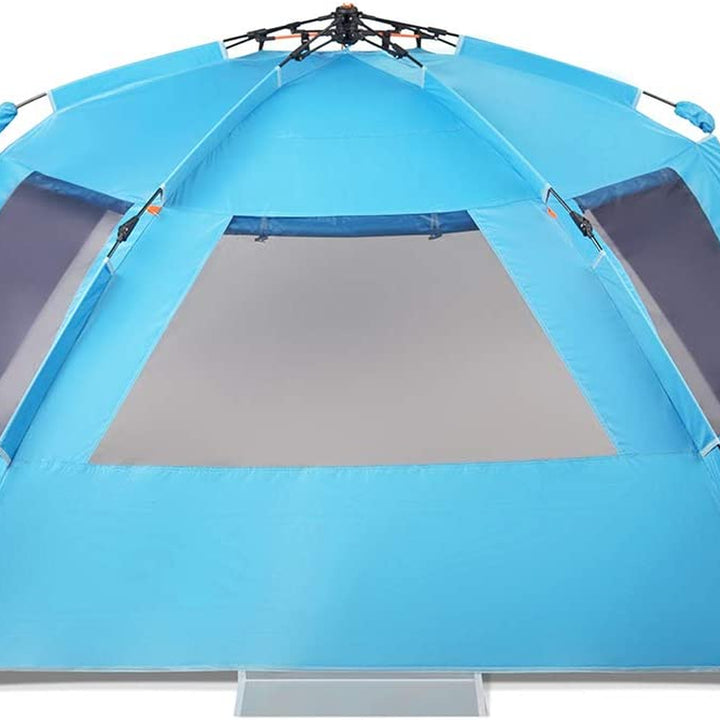 Instant Shader Dark Shelter XL Beach Tent 99" Wide for 4-6 Person Sun Shelter UPF 50+ with Extended Zippered Porch Pacific Blue