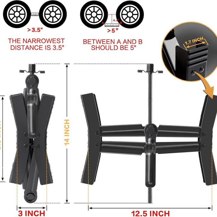 Camper Wheel Chock Stabilizer 2 Sets, Double Speed Heavy Duty Truck RV Tire Scissor Locking X Chock, Camper Accessories for Travel Trailers Tire Chalks, anti Rust Coating, Fit for 3.5” to 12”