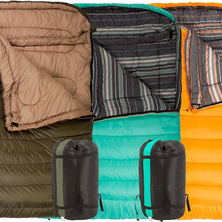 Teton Mammoth Queen Size Double Sleeping Bag- a Warm Bag the Whole Family Can Enjoy – Great for Camping, Hunting and Base Camp. Compression Sack Included