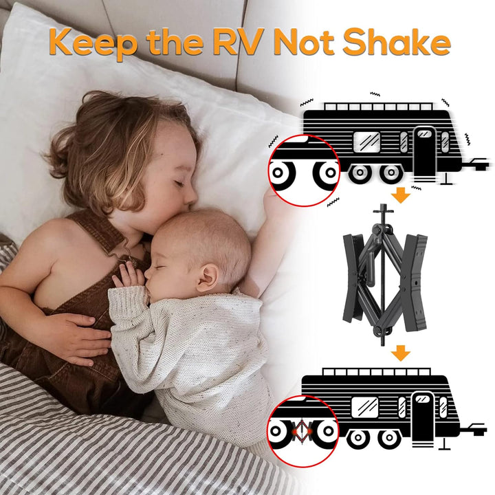 Camper Wheel Chock Stabilizer 2 Sets, Double Speed Heavy Duty Truck RV Tire Scissor Locking X Chock, Camper Accessories for Travel Trailers Tire Chalks, anti Rust Coating, Fit for 3.5” to 12”