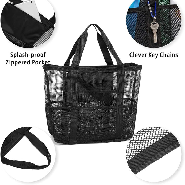 Mesh Beach Bag Family - Large Tote Bag for Cruise Pool Toys Beach Vacation Essentials