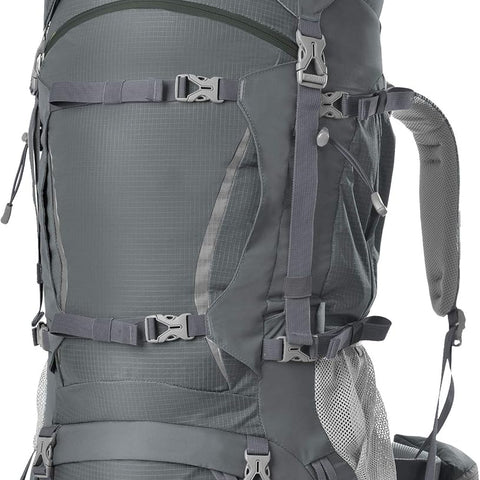 70L Internal Frame Hiking Backpack for Men Women with Rain Cover, 29.9 * 13 * 10.2In, Gray