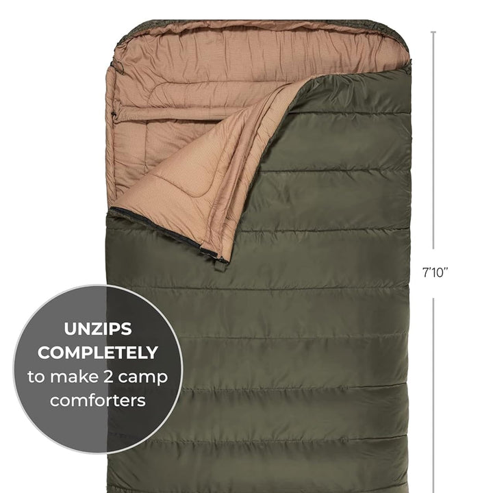 Teton Mammoth Queen Size Double Sleeping Bag- a Warm Bag the Whole Family Can Enjoy – Great for Camping, Hunting and Base Camp. Compression Sack Included