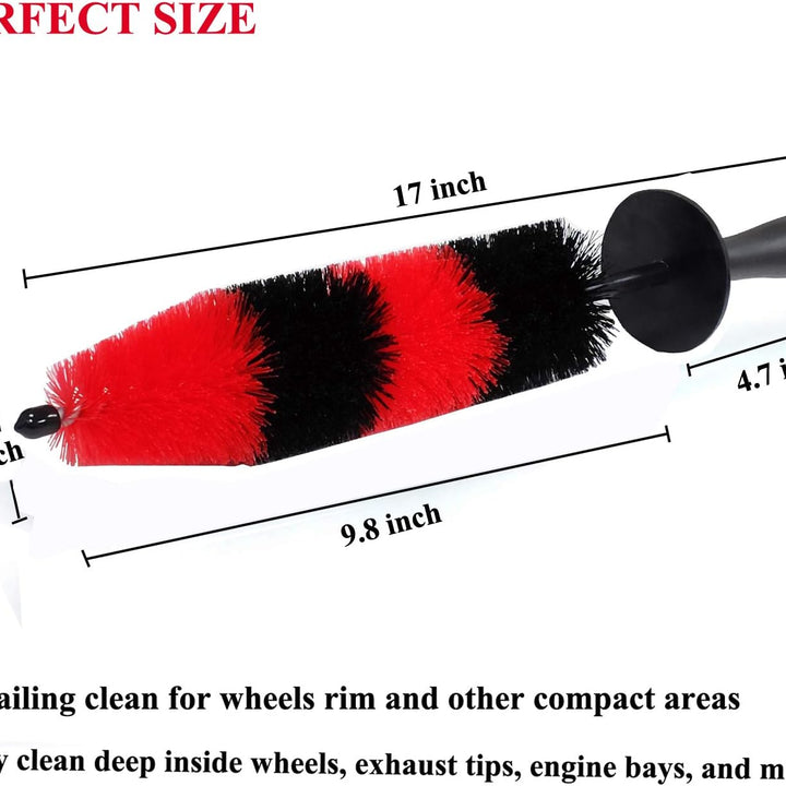 7Pcs Wheel & Tire Brush, Car Detailing Kit, 17Inch Long Soft Wheel Brush 5 Car Wash Detail Brush Car Wash Kit for Cleans Dirty Tires & Releases Dirt and Road Grime, Short Handle