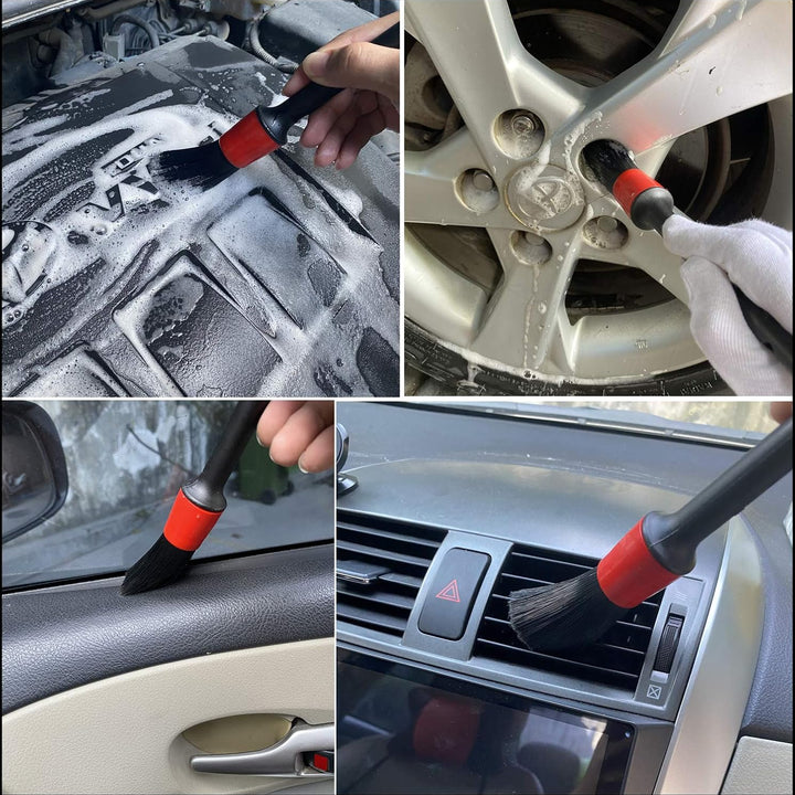 7Pcs Wheel & Tire Brush, Car Detailing Kit, 17Inch Long Soft Wheel Brush 5 Car Wash Detail Brush Car Wash Kit for Cleans Dirty Tires & Releases Dirt and Road Grime, Short Handle