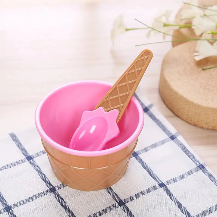 Kids Ice Cream Bowl and Spoon Set (1 Set)