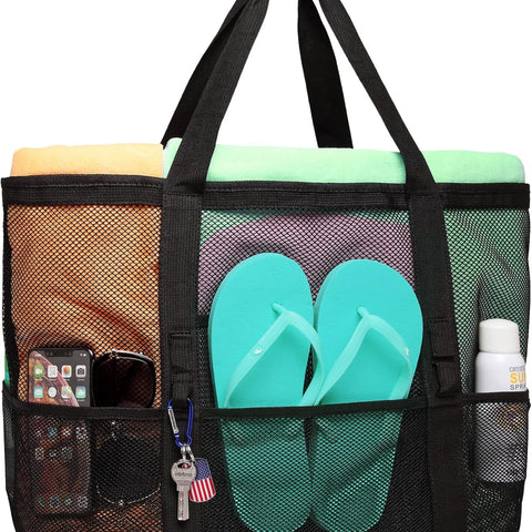 Mesh Beach Bag Family - Large Tote Bag for Cruise Pool Toys Beach Vacation Essentials
