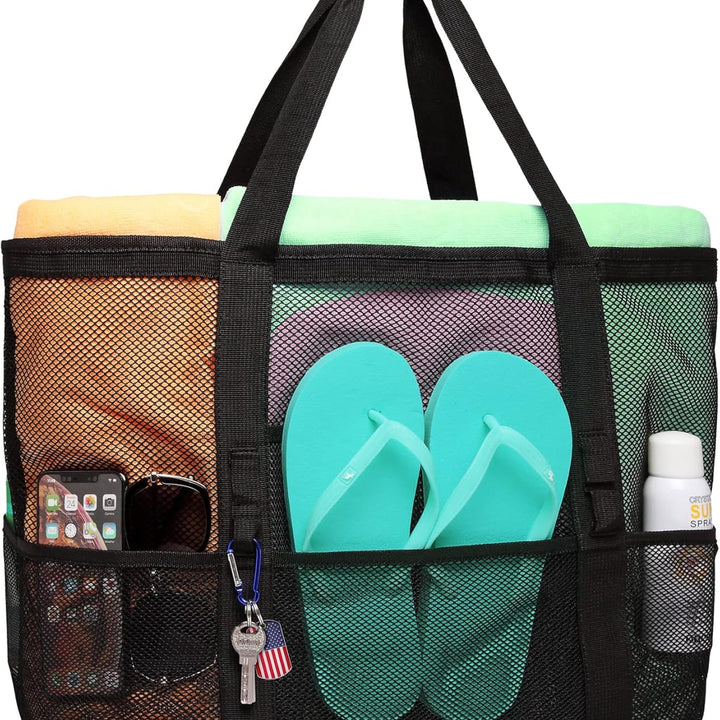 Mesh Beach Bag Family - Large Tote Bag for Cruise Pool Toys Beach Vacation Essentials