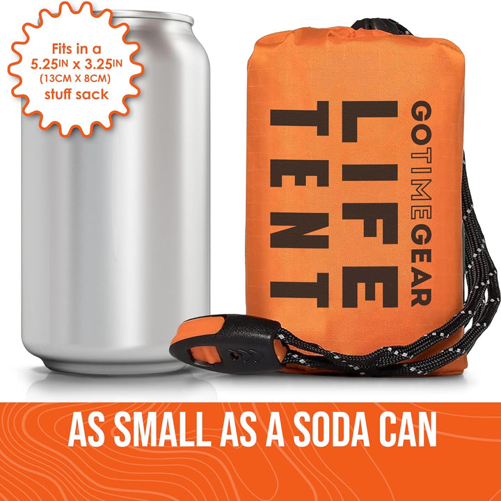 Survival Life Tent • 2 Person Mylar Emergency Shelter Tube Tent + Paracord • All-Weather Protection for Camping, Hiking, & Survival Kits • Includes Emergency Whistle