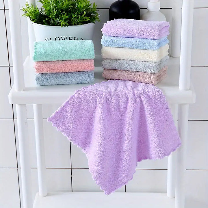 Coral Fleece Washcloths - Soft Lace Square Towels (1pc)