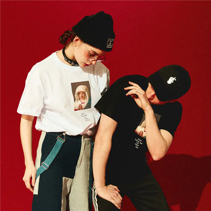 Men's Casual Couple T-Shirt - Streetwear Mona Lisa Tee