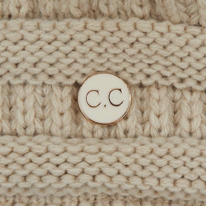 Exclusives Cable Knit Beanie - Thick, Soft & Warm Chunky Ribbed Beanie Hats Epoxy Button for Face Mask (BHT-1) (A Button Beige)