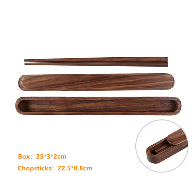 Retro Portable Wooden Bento Box for Outdoor Lunches