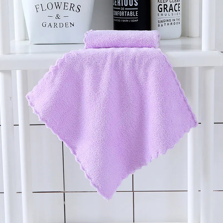 Coral Fleece Washcloths - Soft Lace Square Towels (1pc)