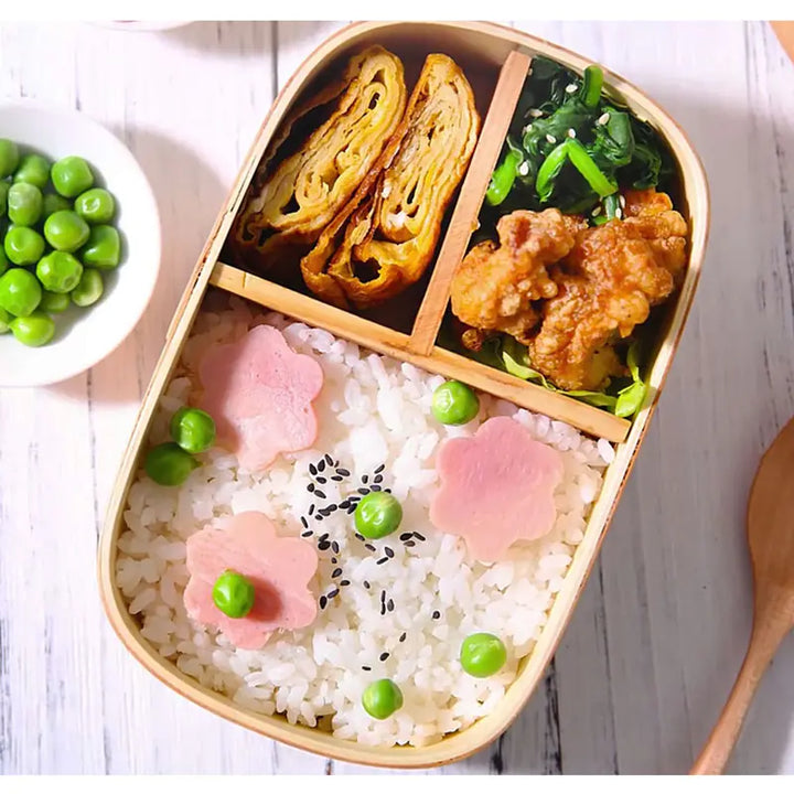 Retro Portable Wooden Bento Box for Outdoor Lunches