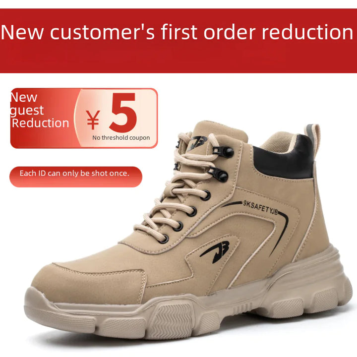 Men's Steel Toe Work Boots - High Top Safety Shoes