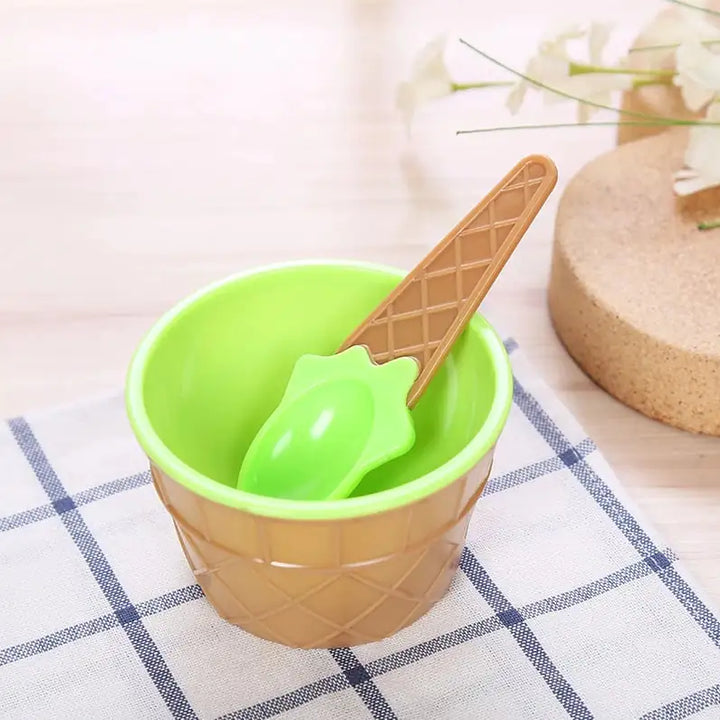 Kids Ice Cream Bowl and Spoon Set (1 Set)