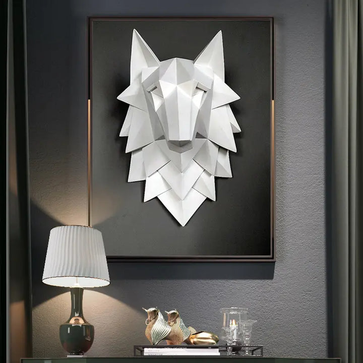 Geometric Wolf Head Wall Decor for Living Room